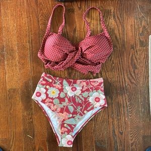 Polka Dot and Floral Twist Bikini